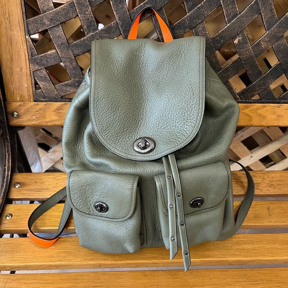 Coach Green Turnlock Rucksack